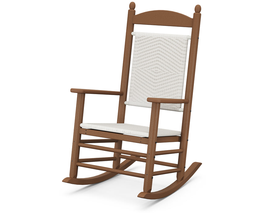 POLYWOOD Jefferson Woven Rocking Chair in Teak / White Loom image
