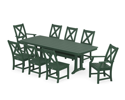 POLYWOOD Braxton 9-Piece Dining Set with Trestle Legs in Green image