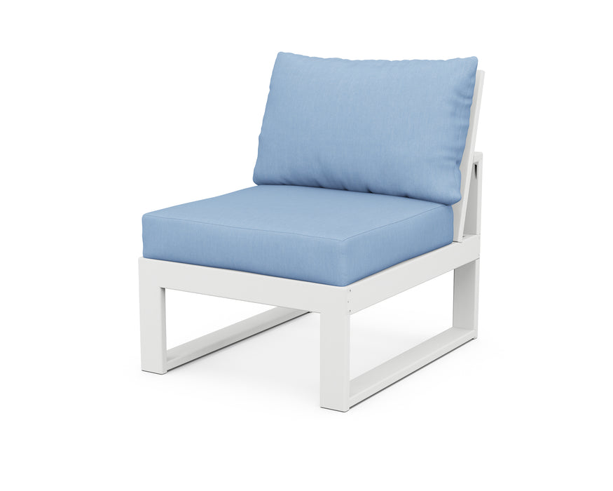 POLYWOOD Modular Armless Chair in White / Air Blue
