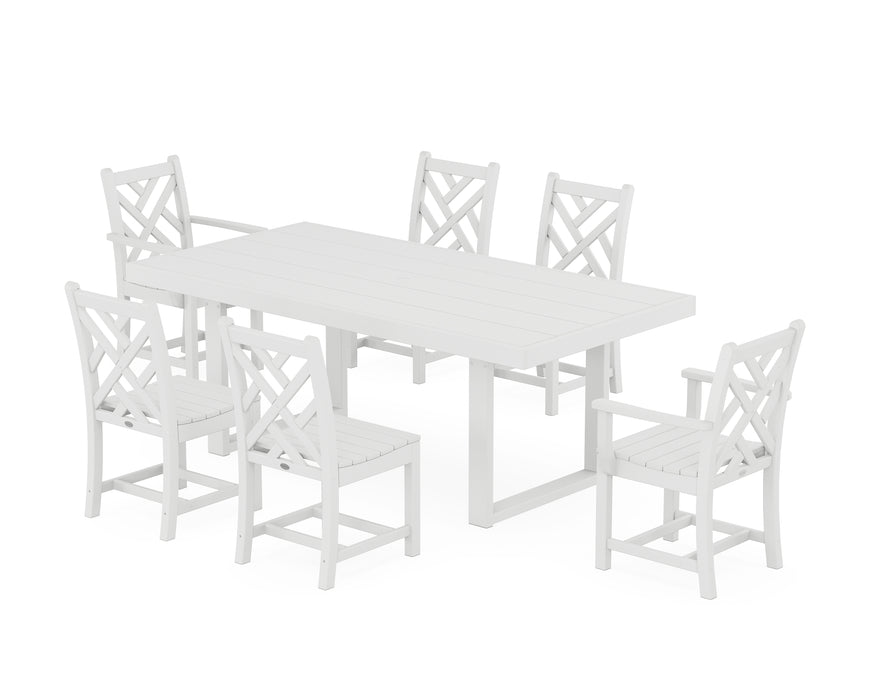 POLYWOOD Chippendale 7-Piece Dining Set in White