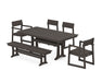 POLYWOOD EDGE 6-Piece Farmhouse Dining Set With Trestle Legs in Vintage Coffee image