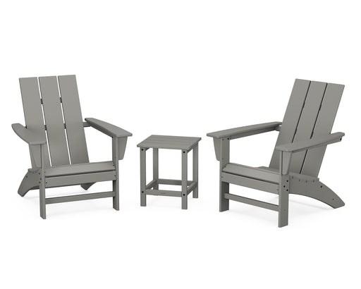 POLYWOOD Modern 3-Piece Adirondack Set with Long Island 18" Side Table in Slate Grey image