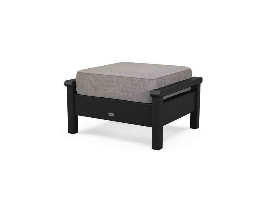 POLYWOOD Harbour Deep Seating Ottoman in Black / Grey Mist