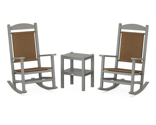 POLYWOOD Presidential Woven Rocker 3-Piece Set in Slate Grey / Tigerwood image