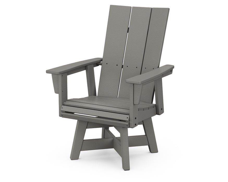 POLYWOOD Modern Curveback Upright Adirondack Swivel Chair in Slate Grey