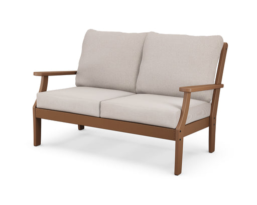 POLYWOOD Braxton Deep Seating Loveseat in Teak / Dune Burlap image