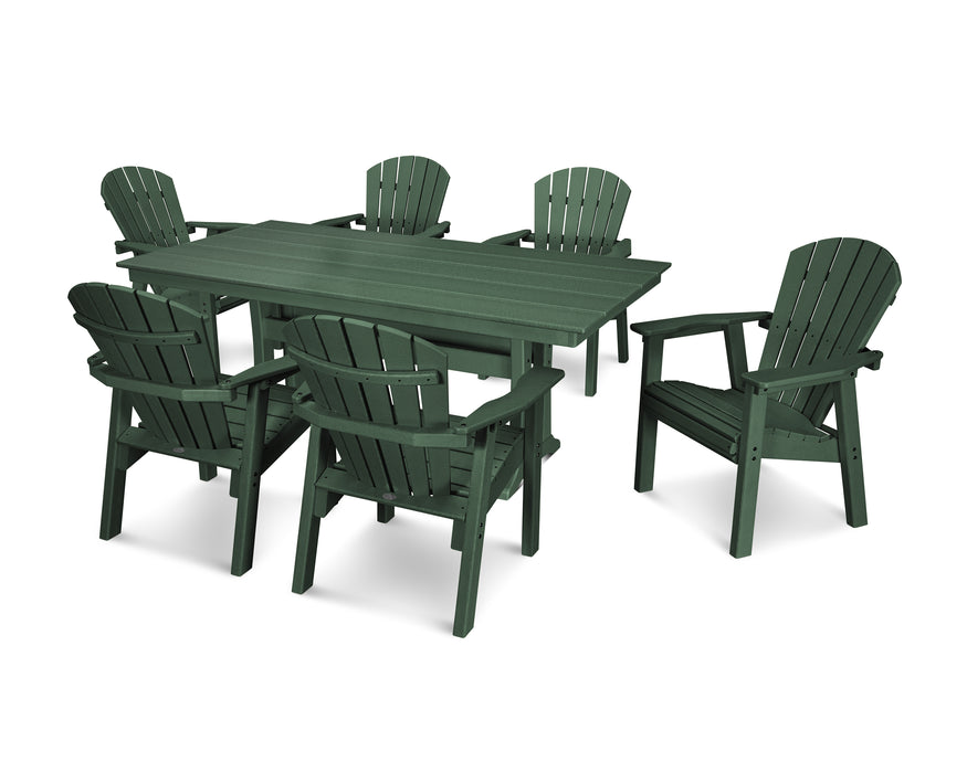 POLYWOOD 7 Piece Seashell Dining Set in Green