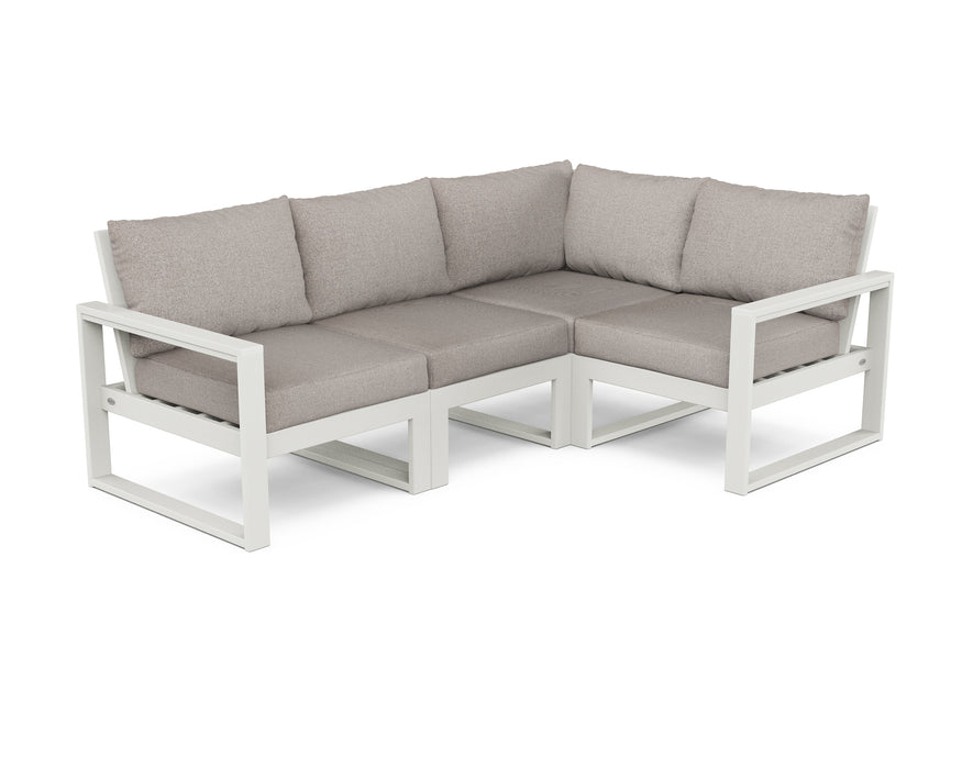 POLYWOOD EDGE 4-Piece Modular Deep Seating Set in Vintage White / Weathered Tweed image