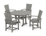 POLYWOOD Quattro 5-Piece Round Dining Set with Trestle Legs in Slate Grey image