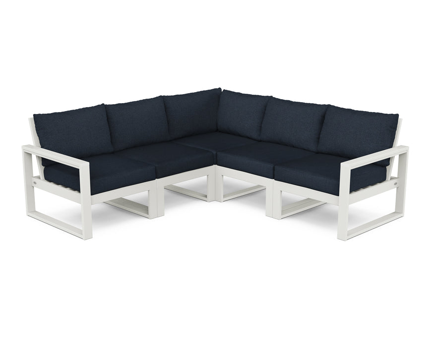 POLYWOOD EDGE 5-Piece Modular Deep Seating Set in Vintage White / Marine Indigo