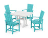 POLYWOOD Quattro 5-Piece Farmhouse Dining Set With Trestle Legs in Aruba / White image