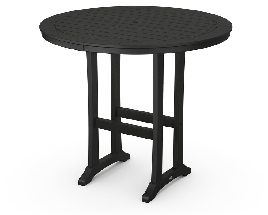 POLYWOOD Nautical Trestle 48" Round Bar Table in Black image