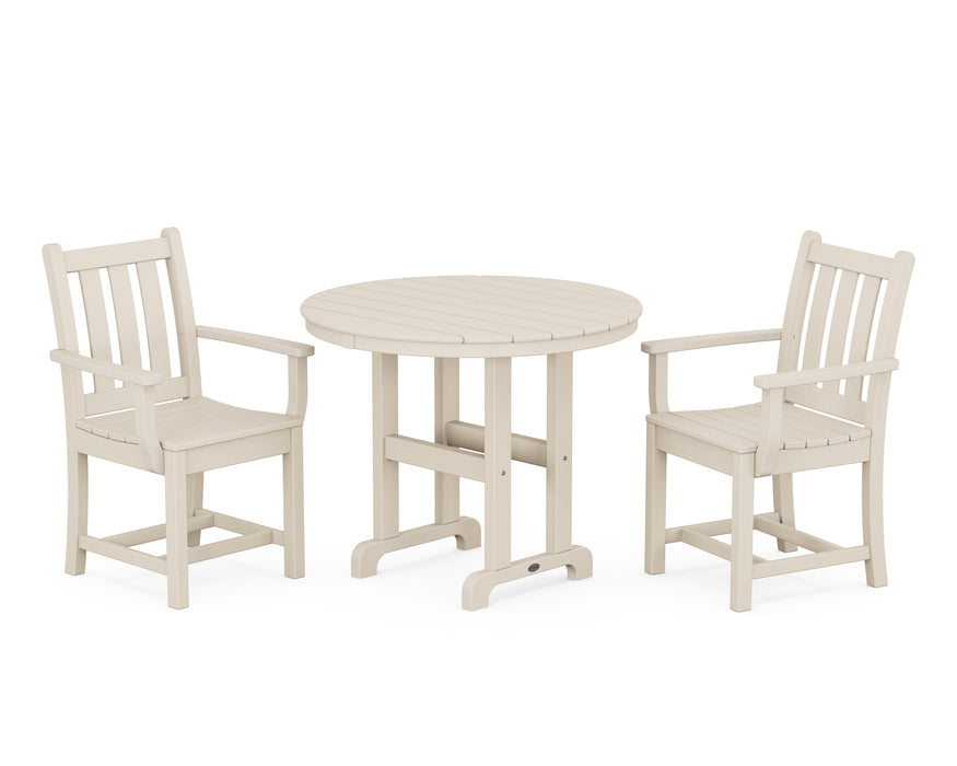 POLYWOOD Traditional Garden 3-Piece Round Dining Set in Sand