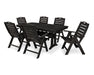 POLYWOOD 7-Piece Nautical Highback Chair Dining Set with Trestle Legs in Black image