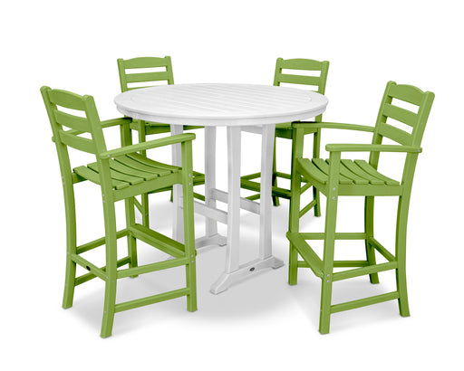 POLYWOOD La Casa Cafe 5-Piece Bar Dining Set in Lime / White image