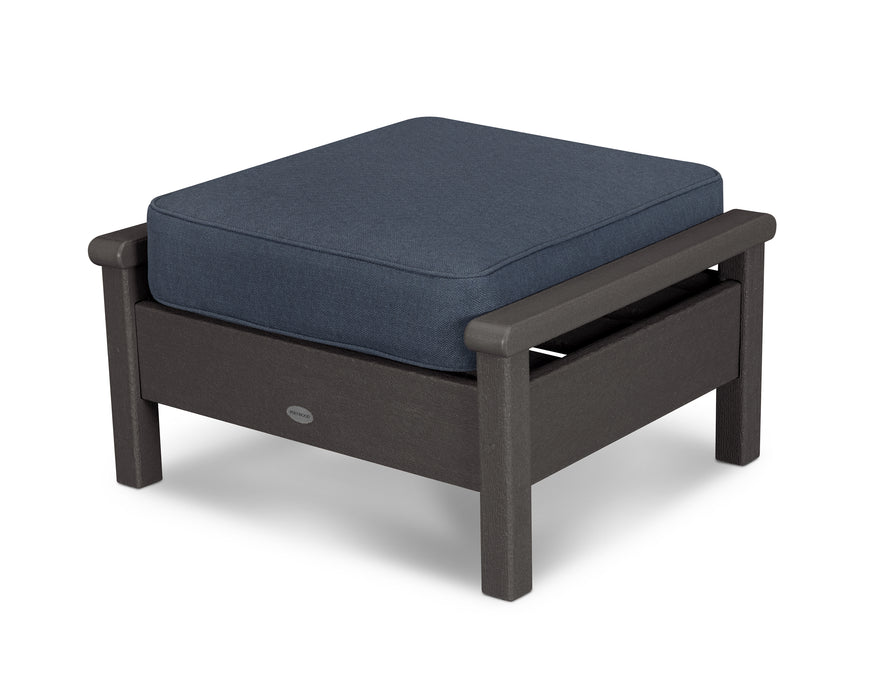 POLYWOOD Harbour Deep Seating Ottoman in Vintage Coffee / Sancy Denim