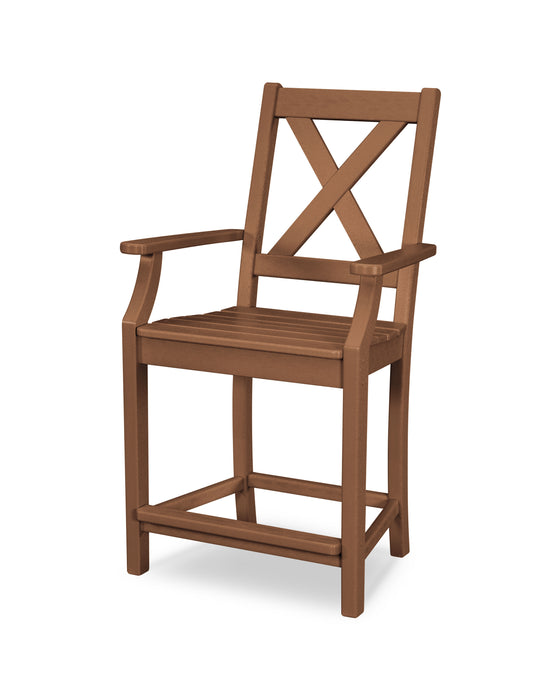 POLYWOOD Braxton Counter Arm Chair in Teak image