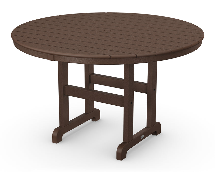 POLYWOOD 48" Round Farmhouse Dining Table in Mahogany