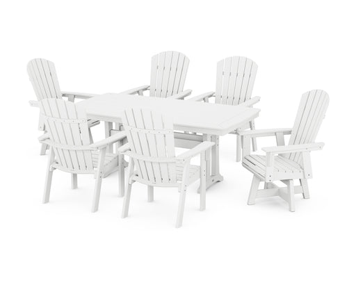 POLYWOOD Nautical 7-Piece Trestle Swivel Dining Set in White image