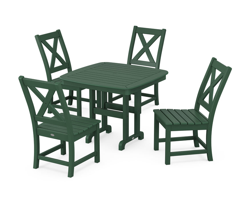 POLYWOOD Braxton Side Chair 5-Piece Dining Set in Green image