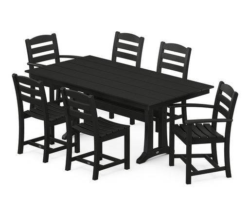 POLYWOOD La Casa Cafe 7-Piece Farmhouse Trestle Dining Set in Black image