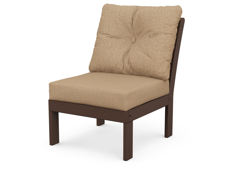 POLYWOOD Vineyard Modular Armless Chair in Mahogany / Sesame