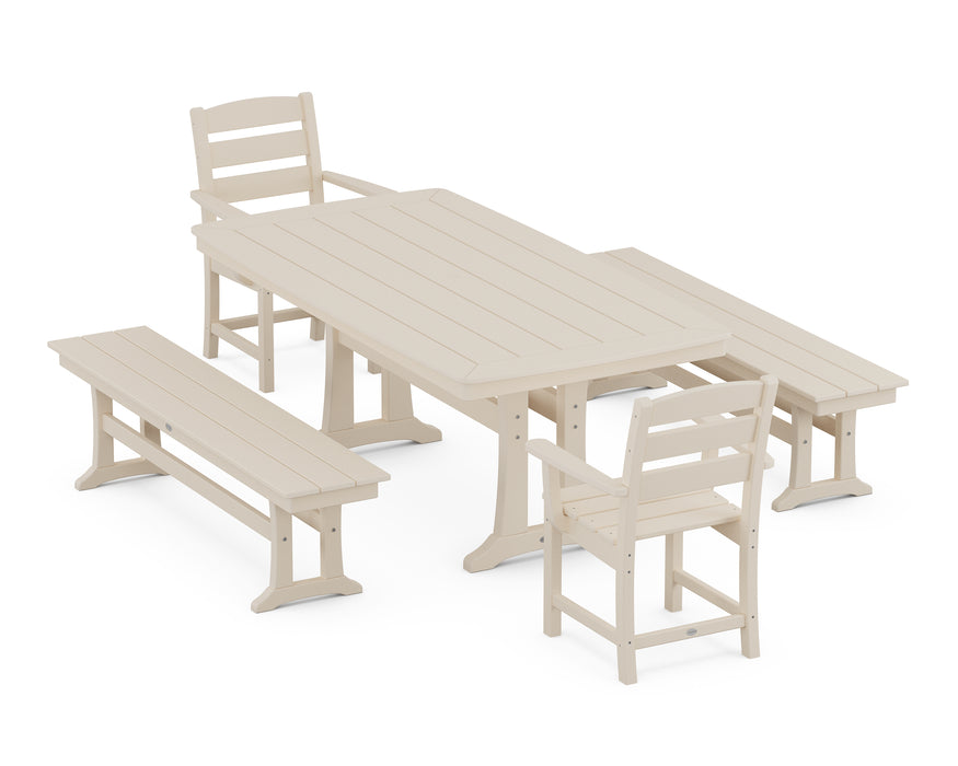 POLYWOOD Lakeside 5-Piece Dining Set with Trestle Legs in Sand