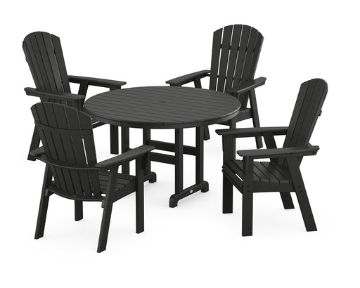 POLYWOOD Nautical Adirondack 5-Piece Round Farmhouse Dining Set in Black image