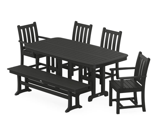 POLYWOOD Traditional Garden 6-Piece Dining Set with Bench in Black image