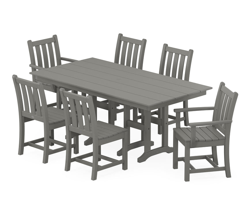 POLYWOOD Traditional Garden 7-Piece Farmhouse Dining Set in Slate Grey