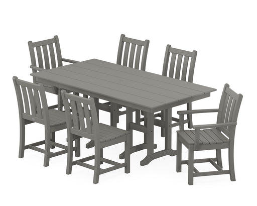 POLYWOOD Traditional Garden 7-Piece Farmhouse Dining Set in Slate Grey image