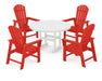 POLYWOOD South Beach 5-Piece Round Farmhouse Dining Set in Sunset Red / White image