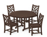 POLYWOOD Chippendale 5-Piece Round Farmhouse Side Chair Dining Set in Mahogany image