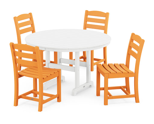 POLYWOOD La Casa Cafe Side Chair 5-Piece Round Farmhouse Dining Set in Tangerine image