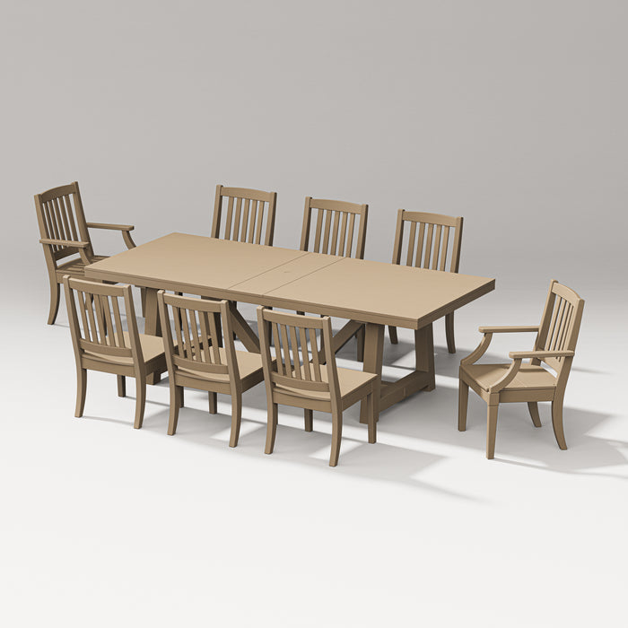 PW Designer Series Estate 9-Piece A-Frame Table Dining Set in Vintage Sahara