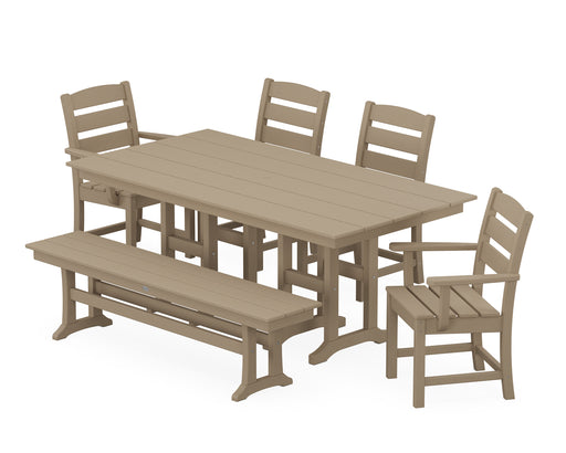 POLYWOOD Lakeside 6-Piece Farmhouse Dining Set with Bench in Vintage Sahara image