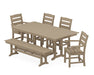 POLYWOOD Lakeside 6-Piece Farmhouse Dining Set with Bench in Vintage Sahara image