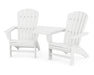 POLYWOOD Nautical 3-Piece Curveback Adirondack Set with Angled Connecting Table in White image