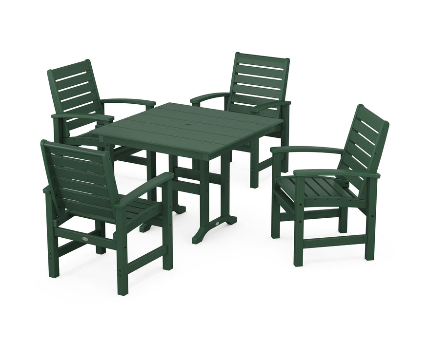 POLYWOOD Signature 5-Piece Farmhouse Dining Set in Green