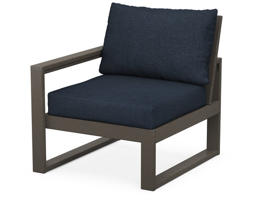 POLYWOOD EDGE Modular Left Arm Chair in Vintage Coffee / Marine Indigo image