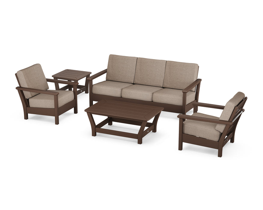 POLYWOOD Harbour 5-Piece Deep Seating Set in Mahogany / Spiced Burlap