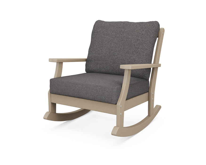 POLYWOOD Braxton Deep Seating Rocking Chair in Vintage Sahara / Ash Charcoal