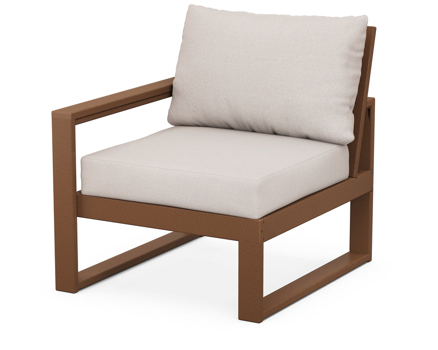 POLYWOOD EDGE Modular Left Arm Chair in Teak / Dune Burlap image