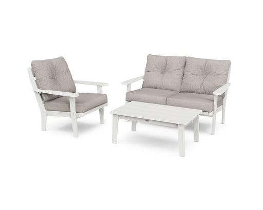 POLYWOOD Lakeside 3-Piece Deep Seating Set in Vintage White / Weathered Tweed image