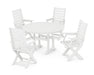 POLYWOOD Captain 5-Piece Round Dining Set with Trestle Legs in White image