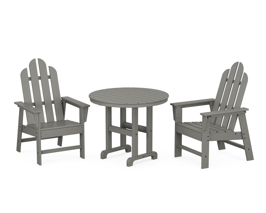 POLYWOOD Long Island 3-Piece Round Dining Set in Slate Grey