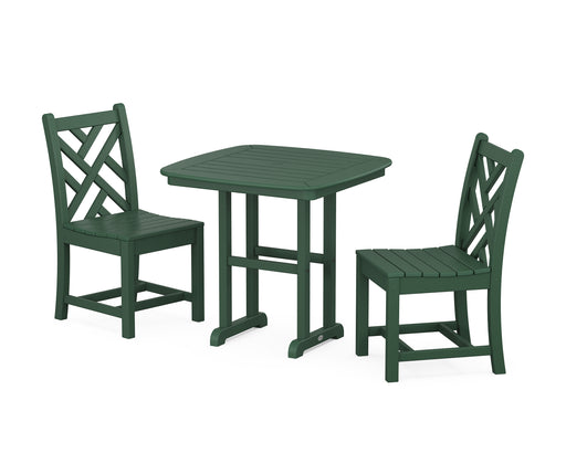 POLYWOOD Chippendale Side Chair 3-Piece Dining Set in Green image