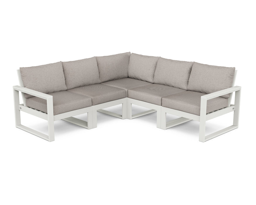 POLYWOOD EDGE 5-Piece Modular Deep Seating Set in Vintage White / Weathered Tweed