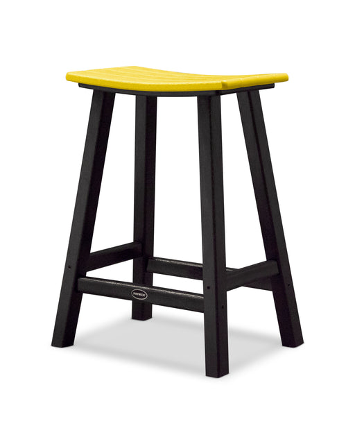 POLYWOOD Contempo 24" Saddle Counter Stool in Black / Lemon image