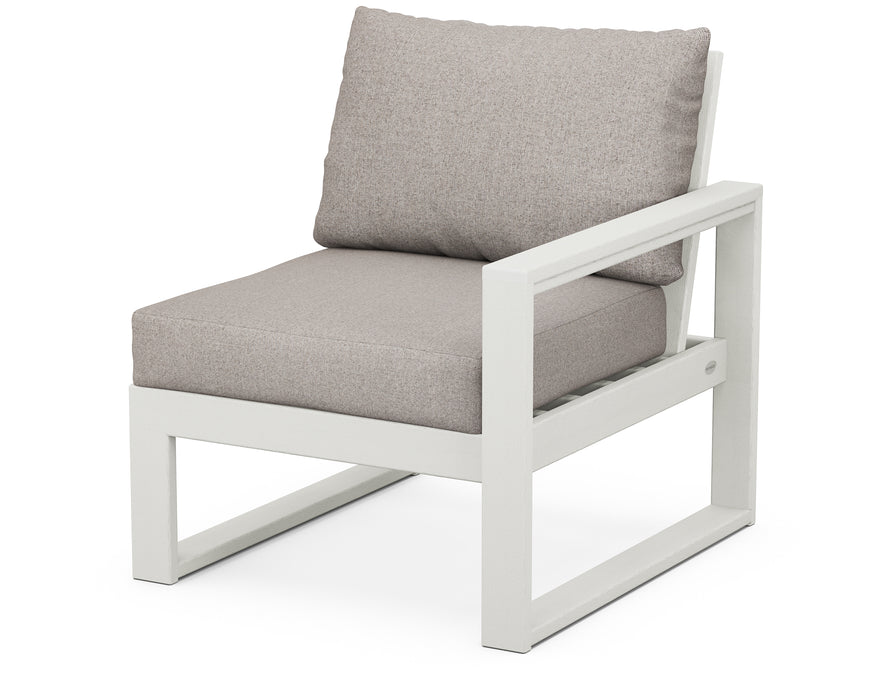 POLYWOOD EDGE Modular Right Arm Chair in Vintage White / Weathered Tweed